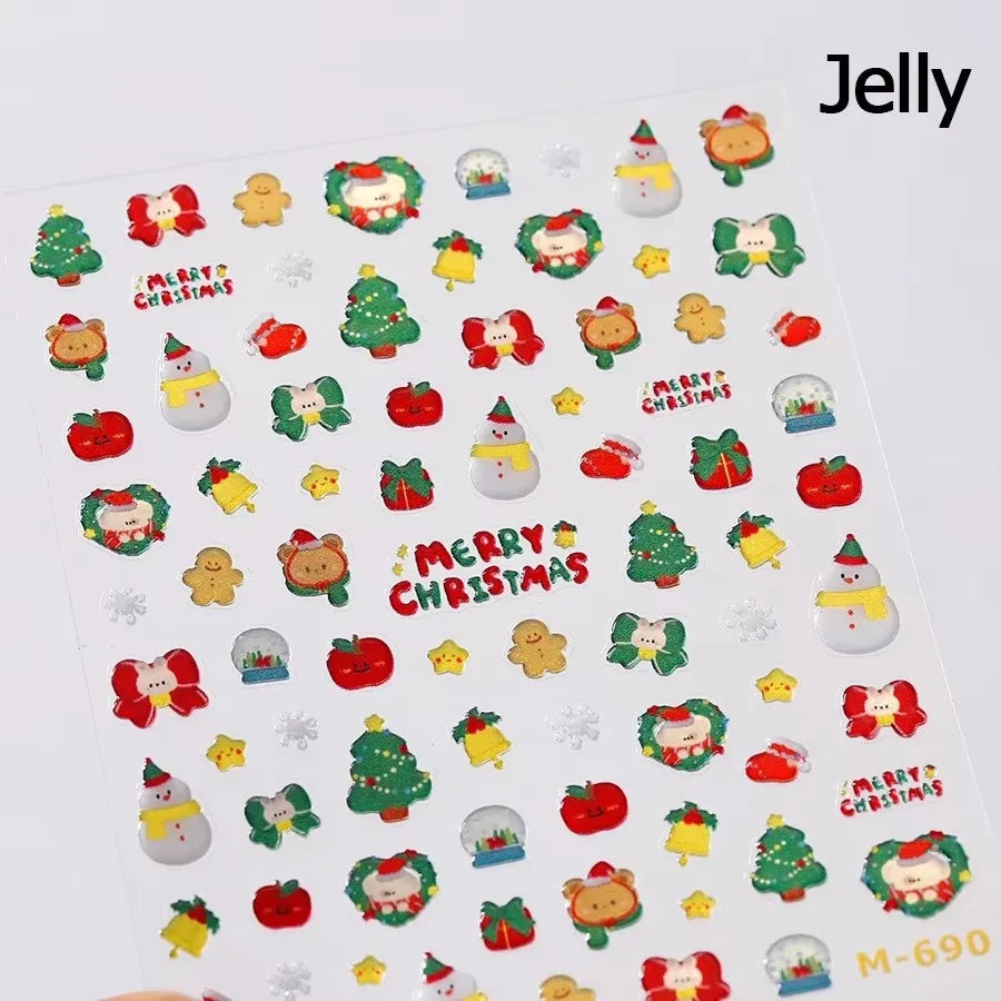 Winter Christmas Crystal Delicate Hexagon Romantic Laser Silver Chic Snowflakes Self Adhesive Nail Art Sticker 5D Manicure Decal (ONLINE ORDER ONLY)