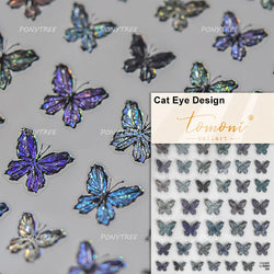 Flower Bowknot Butterfly Plant Leaf English Letter Rose Hand Drawn Embossed Relief Self Adhesive Nail Art Sticker Manicure Decal (ONLINE ORDER ONLY)