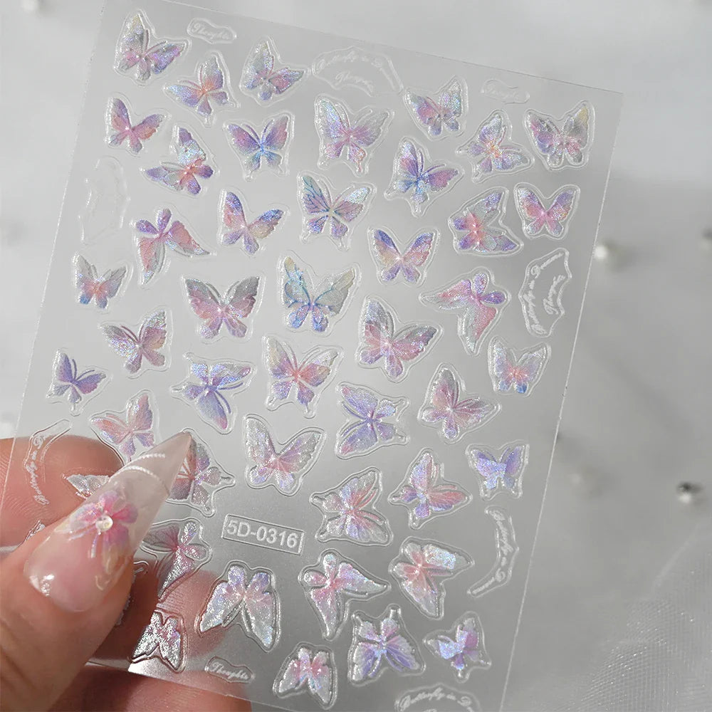 1pcs Pink Christmas Nail Stickers Shiny Shell Light Nail Art Parts Stickers Cute Snowflakes Star Wreath Nail Decorations Decals* (ONLINE ORDER ONLY)