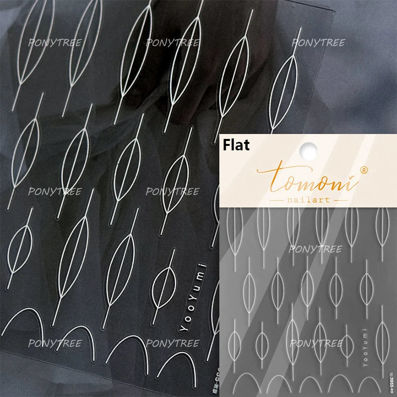 Geometric White Black Red Romantic French Arc Illusion Curve Embossed Relief Self Adhesive Nail Art Stickers 3D Manicure Decals (ONLINE ORDER ONLY)