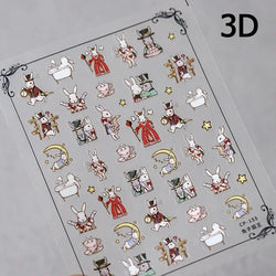 Poker Red Love Heart Square Grid Star Moon Card Pattern Spade Retro 3D Self Adhesive Nail Art Decoration Sticker Manicure Decals (Online Order Only)