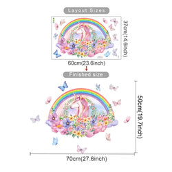Unicorn Rainbow Butterfly Wall Stickers - Waterproof Removable PVC Kids Room Decor (Online Order Only)