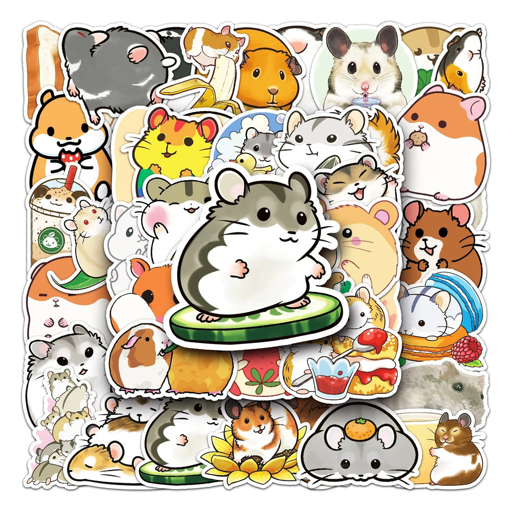 50Pcs Hamster Cartoon Waterproof Vinyl Stickers for Skateboard Snowboard Decals (Online Order Only)