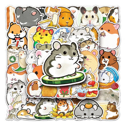 50Pcs Hamster Cartoon Waterproof Vinyl Stickers for Skateboard Snowboard Decals (Online Order Only)