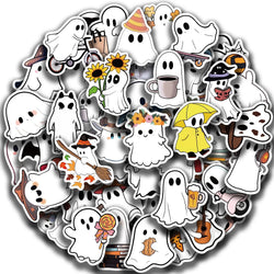 50pcs Funny Cartoon Ghost Stickers For Luggage Guitar Phone Diary Waterproof Graffiti Kids Toy DIY Cute Spooky Laptop Decals﻿ (ONLINE ORDER ONLY)