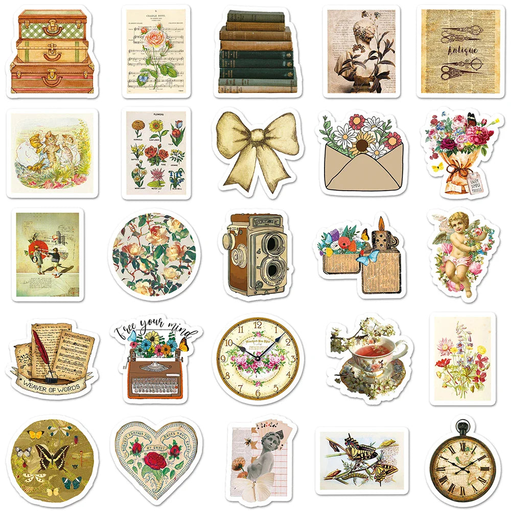10/30/50PCS Retro Cartoon Graffiti Stickers Aesthetic DIY Decorative Notebook Bike Suitcase Laptop Fridge Stationery Decals Toy (ONLINE ORDER ONLY)