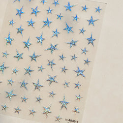 Irregular Stars Red Silver Five-pointed Star Meteor Shiny 5D Self Adhesive Nail Art Stickers Romantic Rhinestone Manicure Decals (ONLINE ORDER ONLY)