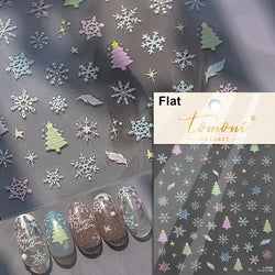 Shiny White Pink Blue Gold Snowflakes Hexagon Water Bubbles Winter 5D Self Adhesive Nail Art Stickers Rhinestone Manicure Decals (ONLINE ORDER ONLY)