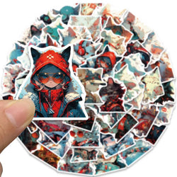 50pcs Cool Cartoon Punk Cats Anime Sticker For Laptop Phone Water Bottle Guitar DIY Waterproof Graffiti Luggage Vinyl Decals (ONLINE ORDER ONLY)