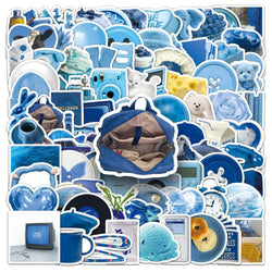 Blue Aesthetic Stickers Pack: Cartoon Decals for Notebook, Phone, Laptop, Bike, Kids Toy (Online Order Only)