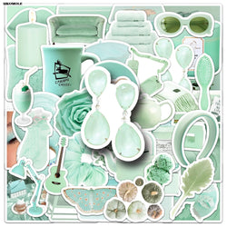 Cartoon Mint Green Graffiti Stickers Pack for DIY, Car, Motorcycle Decor (Online Order Only)