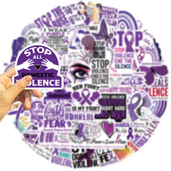50Pcs Fight Domestic Violence Slogan Stickers Graffiti Personalized Decoration For Guitar Laptop Luggage DIY Waterproof Sticker (ONLINE ORDER ONLY)