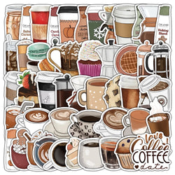 Coffee Dessert Cartoon Stickers for Phone Laptop Luggage Skateboard Kids (Online Order Only)