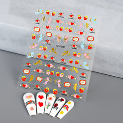 1pc Bohemian Valentine Nail Stickers 3D Self-Adhesive Fantasy Nail Art Glitter Sun, Heart, Lock, Star & Moon Designs Nail Decals (ONLINE ORDER ONLY)