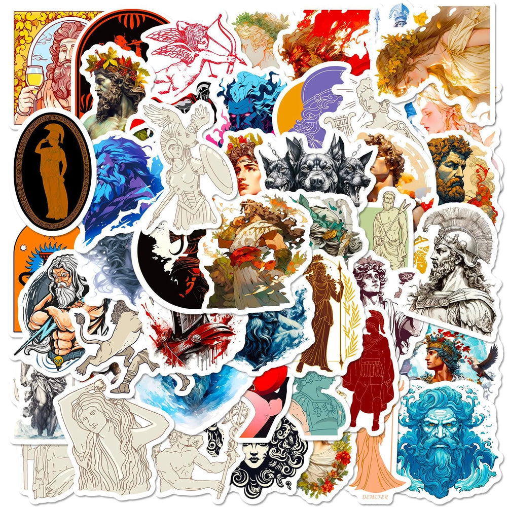 10/50Pcs Ancient Greek Mythology Aesthetics Stickers Vinyl Waterproof Stickers for Water Bottle Laptop Phone Skateboard Toy (ONLINE ORDER ONLY)