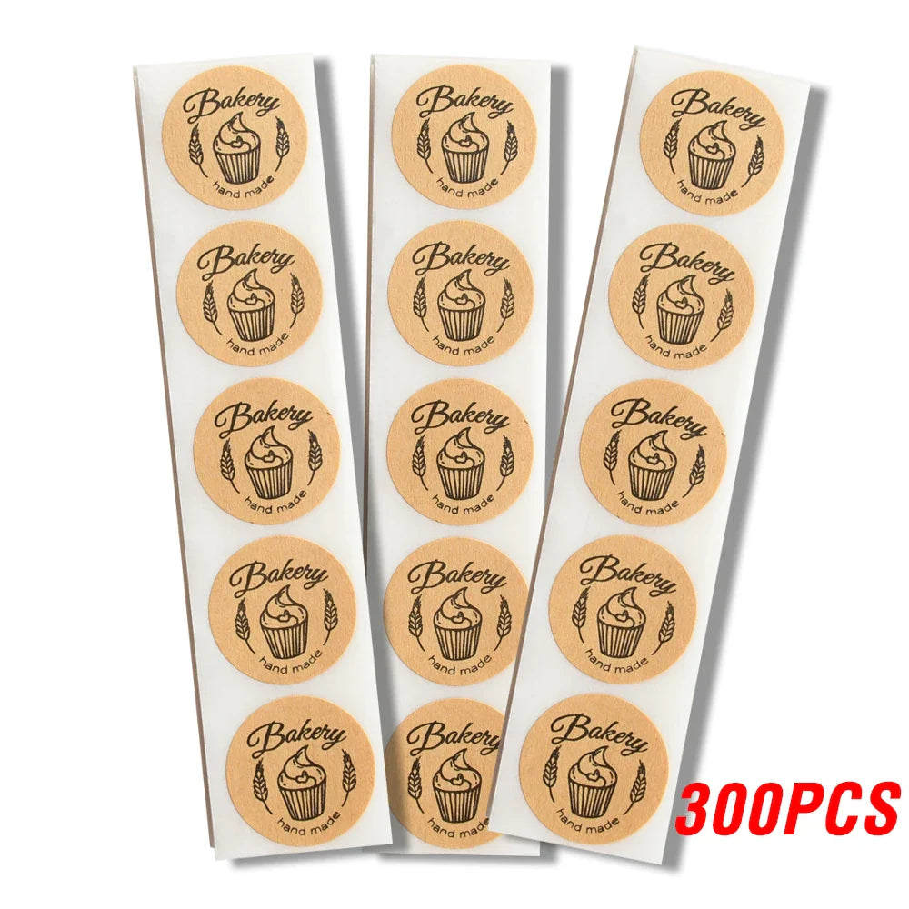 100-500pcs Kraft Paper "bakery"hand Made Stickers Scrapbooking For Cookie Boxes Seal Labels Sticker Cute Stationery Sticker 1in (ONLINE ORDER ONLY)