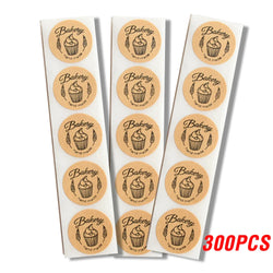 100-500pcs Kraft Paper "bakery"hand Made Stickers Scrapbooking For Cookie Boxes Seal Labels Sticker Cute Stationery Sticker 1in (ONLINE ORDER ONLY)