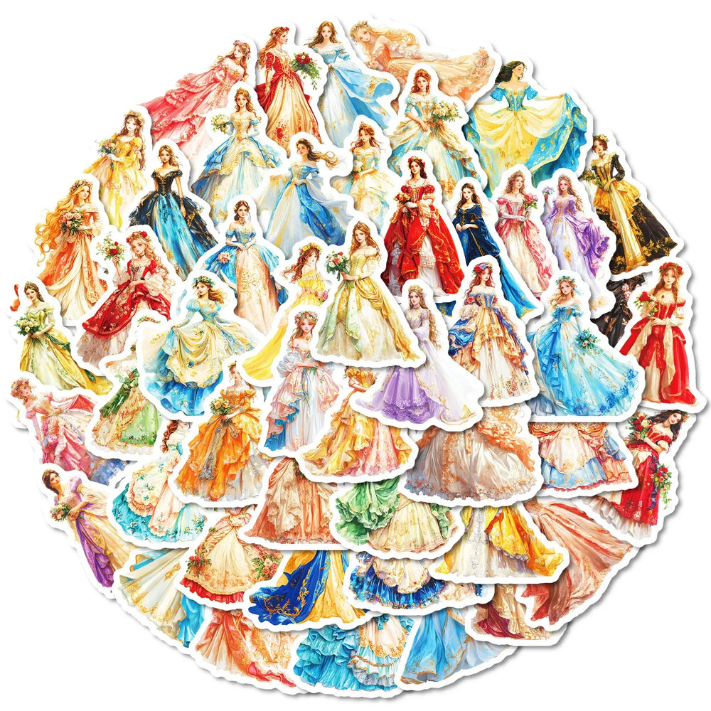 50Pcs Retro Palace Princess Graffiti Stickers for Helmet, Wall, DIY Decor (ONLINE ORDER ONLY)