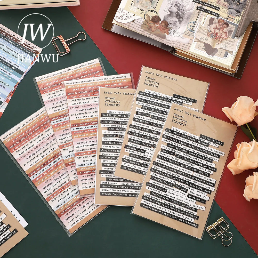 JIANWU 406 Pcs Vintage Journal Stickers Scrapbooking DIY Collage Stationery Supplies (Online Order Only)
