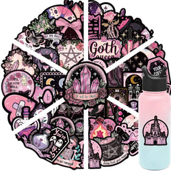 50pcs Cool Dark Pink Gothic Skull Graffiti Stickers DIY Scrapbook Luggage Waterproof PVC StickerTarot Goth Decals (Online Order Only)