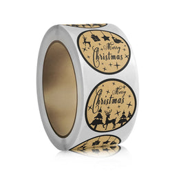 100-500pcs Brown Merry Christmas kraft paper Stickers Holiday Sticker Decor Party bake Envelope business Seal Label (ONLINE ORDER ONLY)
