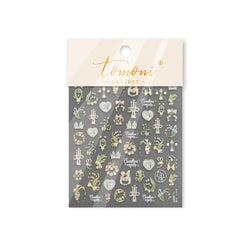 Spring Pink Lily of The Valley Flowers Blooming Blue Bowknot Heart 5D Soft Relief Self Adhesive Nail Art Sticker Manicure Decals (Online Order Only)