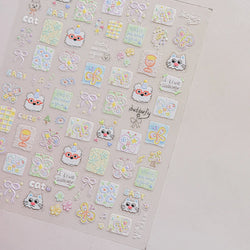Small Animals Meeting Dog Cat Kitten Bowknot Cherry Butterfly Wreath Paw Star Hat Self Adhesive Nail Art Stickers Manicure Decal (ONLINE ORDER ONLY)