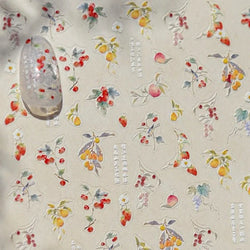 Strawberry Cherry Loquat Longan Peach Grapes Plant Red Bean Fruit Flat Realistic Painting 3D Nail Art Stickers Manicure Decals (ONLINE ORDER ONLY)