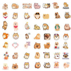 50PCS Cartoon Cute Pomeranian Stickers Dog Creative Personality Graffiti Waterproof Sticker For Suitcase Refrigerator Skateboard (ONLINE ORDER ONLY)