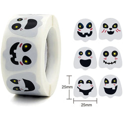 100-500pcs Halloween Sticker Ghost Labels Gift Candy Bags Seal Stickers Halloween DIY Package Paper Sticker Party Decoration (Online Order Only)