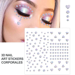 5Pcs Coloful Glitter Face Jewelry Sticker Crystal Eye Body Face Jewels Bady Makeup Tools Temporary Self-Adhesive Nail Rhinestone (ONLINE ORDER ONLY)