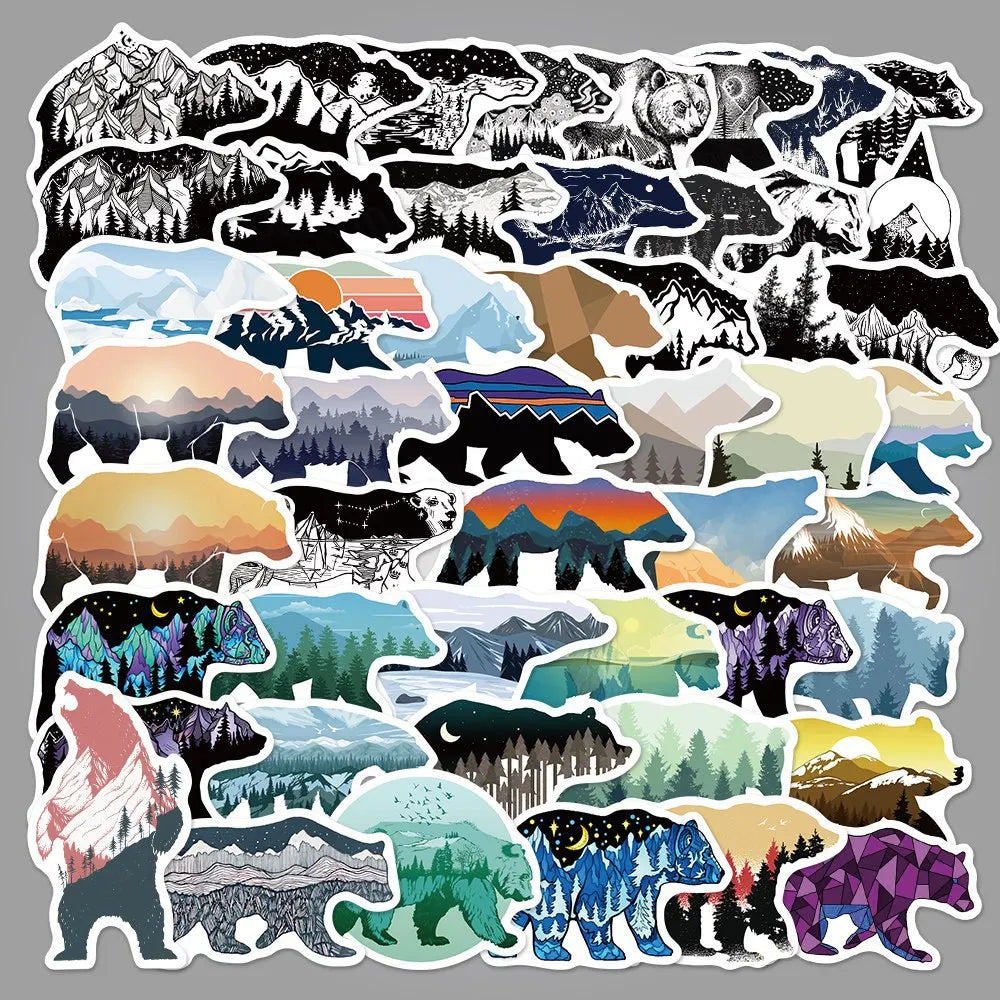 Grizzly Bear Stickers Pack for DIY Scrapbook, Water Bottle, Laptop, Guitar, Car Decal (Online Order Only)