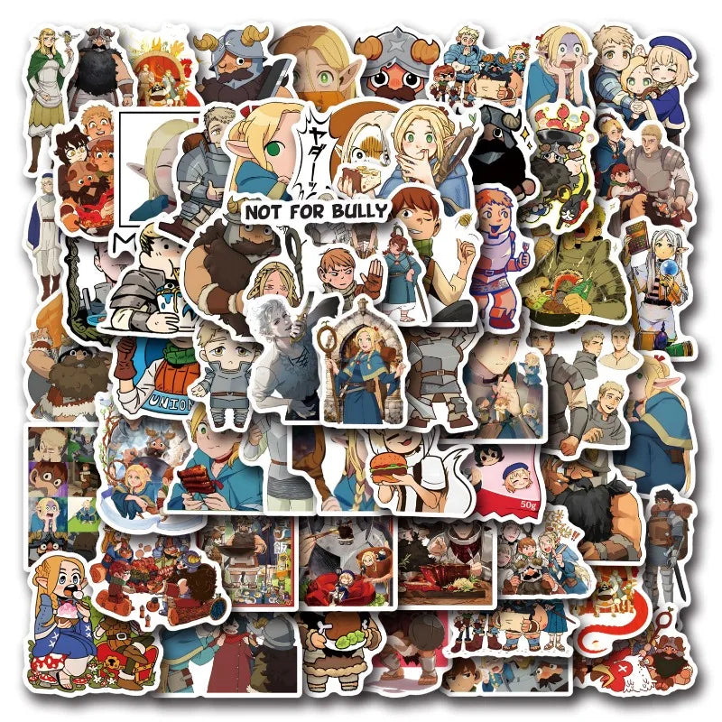 Delicious in Dungeon Anime Stickers for Suitcase, Water Cup, Phone, Laptop, Car, Scooter, Refrigerator Decoration (Online Order Only)