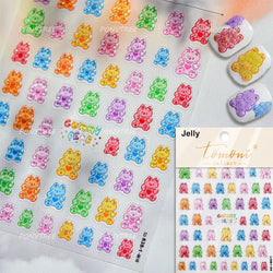 Colourful Jelly Rabbit Bunny Gummy Bear Cute Lollipop Soda Water Candy Snack Pudding Star Heart Nail Art Stickers Manicure Decal (ONLINE ORDER ONLY)