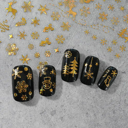 1PCS Laser Gold Snowflake Christmas Tree Nail Sticker 3D Adhesive Nail Decals Nail Art Accessories New Christmas Decoration 2024 (ONLINE ORDER ONLY)