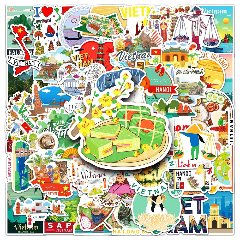 50Pcs City Series Cartoon Waterproof Vinyl Stickers for Skateboard Snowboard (Online Order Only)