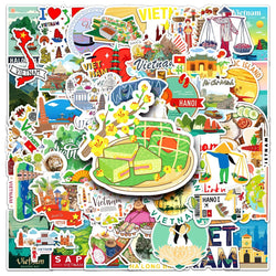 50Pcs City Series Cartoon Waterproof Vinyl Stickers for Skateboard Snowboard (Online Order Only)