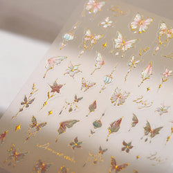 Butterfly Peach Blossom Flowers Lantern Star Tassel Pendant Gold Hot Stamping Self Adhesive Nail Art Stickers Manicure Decals (ONLINE ORDER ONLY)