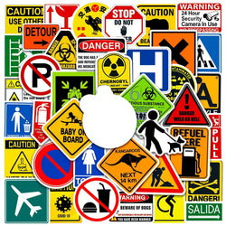 10/50pcs Funny Warning Stickers Danger Banning Sign Viny Decal Car Scooter Motorcycle Suitcase Violation Sticker Classic Toy (Online Order Only)