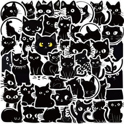 10/30/50PCS Black Cartoon Cat Sticker Kids Toys Waterproof Skateboard Fridge Bike Skateboard Phone Laptop DIY Decorative Decals (ONLINE ORDER ONLY)