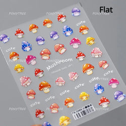 Cute Colored Mushrooms Water Bubbles Umbrella-shaped Plant Various Shapes Fungi Lovely Adhesive Nail Art Stickers Manicure Decal (ONLINE ORDER ONLY)