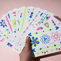1pc Bohemia Fluorescent Sticker Luminous Temporary Tattoos Stickers UV Glow Fluorescent Tattoo Waterproof For Body Art Decals *& (Online Order Only)