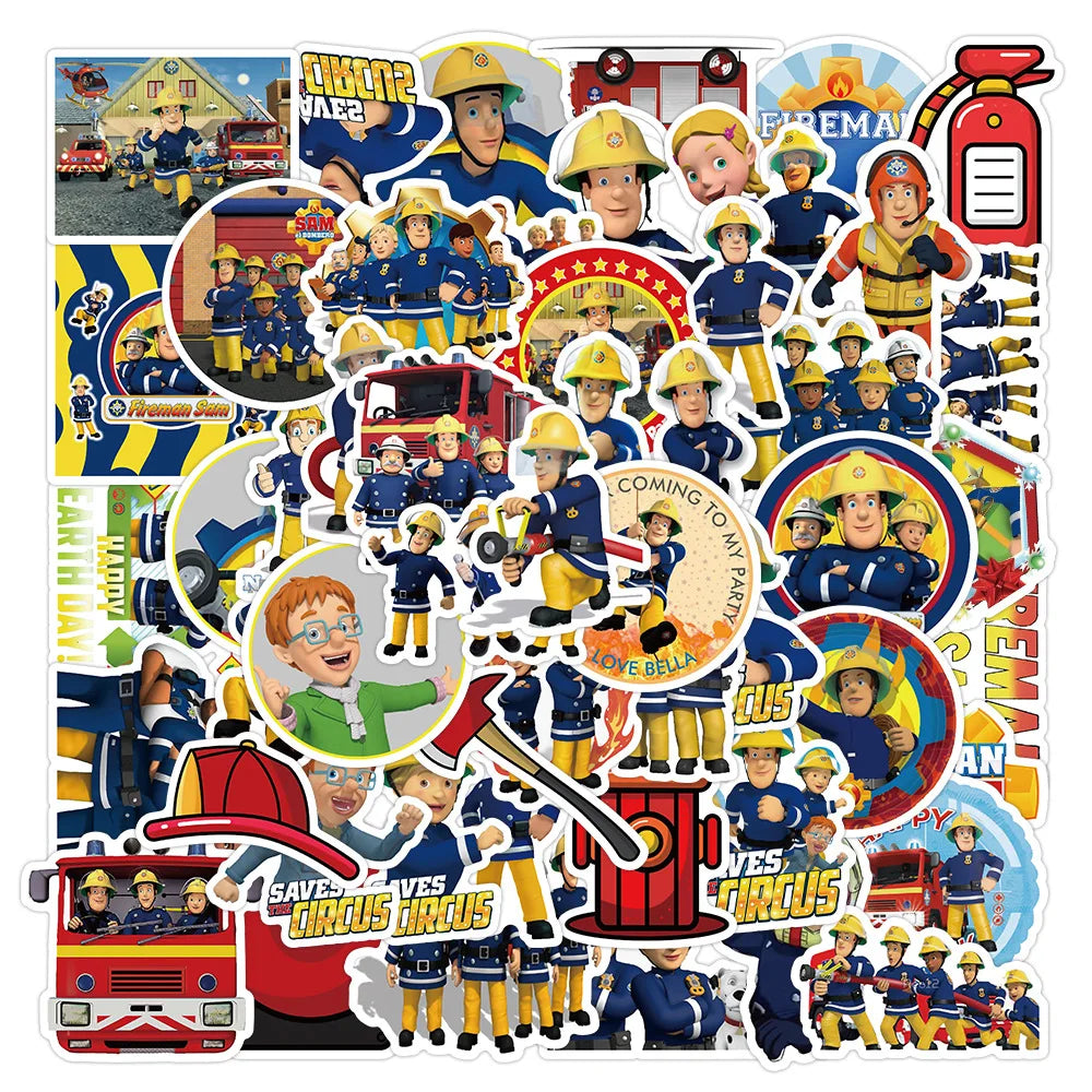 10/30/50PCS Fireman Sam Cartoon Education Stickers For Kids DIY Notebook Phone Laptop Suitcase Stationery Fire Truck Decals Gift (ONLINE ORDER ONLY)