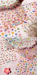 Colorful Dried Flowers Wreath Floral Plant Petal Bud Garden Charming 5D Reliefs Self Adhesive Nail Art Stickers Manicure Decals (Online Order Only)