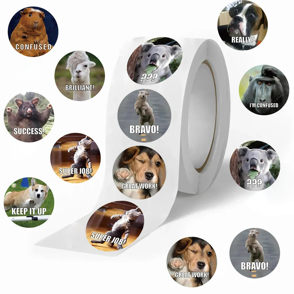 500PCS/Roll Animals Stickers For Kids Reward School Classroom Cartoon Cute Stickers For Teachers Parents DIY Craft (ONLINE ORDER ONLY)