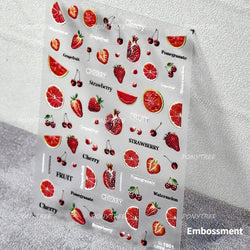 Lovely Mini Red Cherry Jelly Star Sun Fruit Charming Silver 3D 5D Self Adhesive Nail Art Stickers Cute Manicure Decals Wholesale (ONLINE ORDER ONLY)