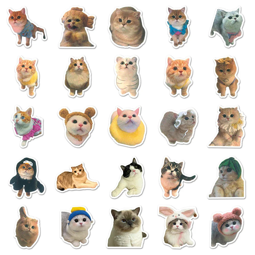 10/30/50/100PCS Kawaii Cats Stickers Cute Kitten Decals Toys DIY Phone Laptop Scrapbook Stationery Fridge Car Funny Meme Sticker (Online Order Only)