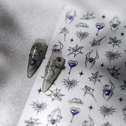 Cat Eye Shiny Blue Purple Spider Cross Love Heart Star Snake Web Jelly Thrilling Nail Art Stickers Manicure Decals Halloween (ONLINE ORDER ONLY)