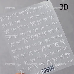 Shiny White Black Pink Bowknot Silk Ribbon Love Heart Charming Star Refined Lace Self Adhesive Nail Art Stickers Manicure Decals (ONLINE ORDER ONLY)
