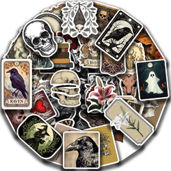 50PCS Cartoon Gothic Skeleton Animal Stickers Skateboard Guitar Computer Refrigerator Desk Graffiti Creative Sticker (ONLINE ORDER ONLY)